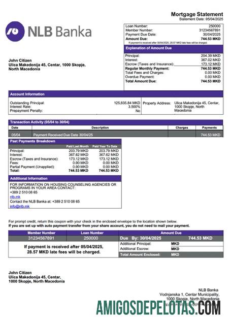 para download Modelo Word e PDF de declaração de hipoteca do NLB Banka da Macedônia do Norte